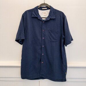 Quiksilver Waterman Navy Button-Up Shirt Comfort Fit Size S Casual Beachwear